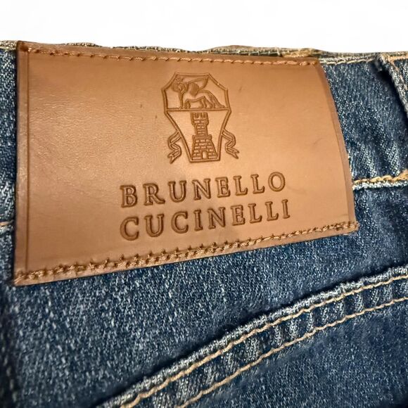 Brunello Cucinelli Men's Designer Made in Italy Blue Denim 100% Cotton Jeans - Picture 2 of 8